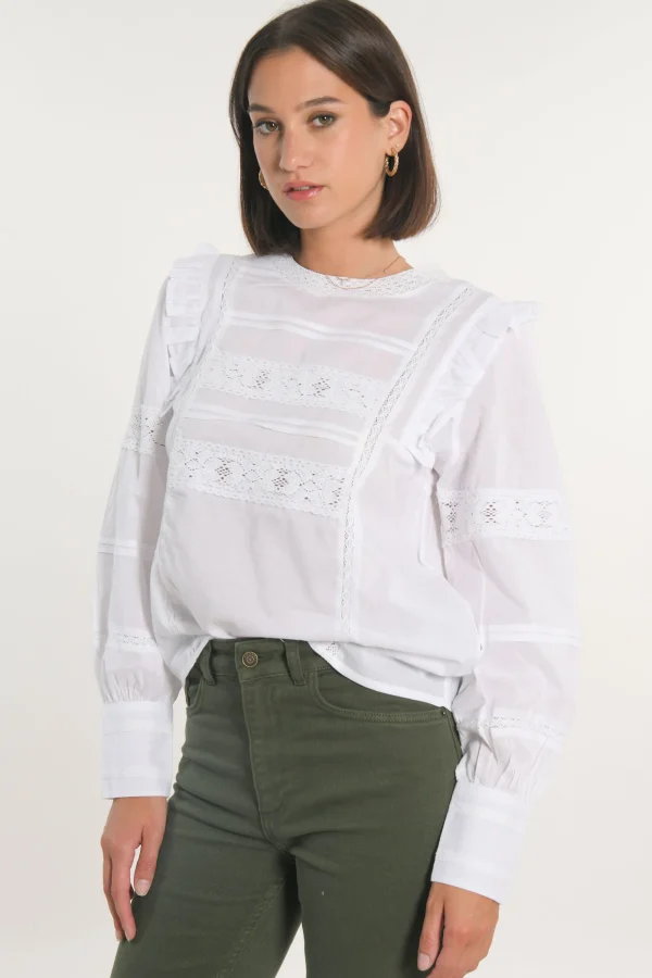 KOOKAÏ BLOUSE DENTELLE LEA Blanc Sale