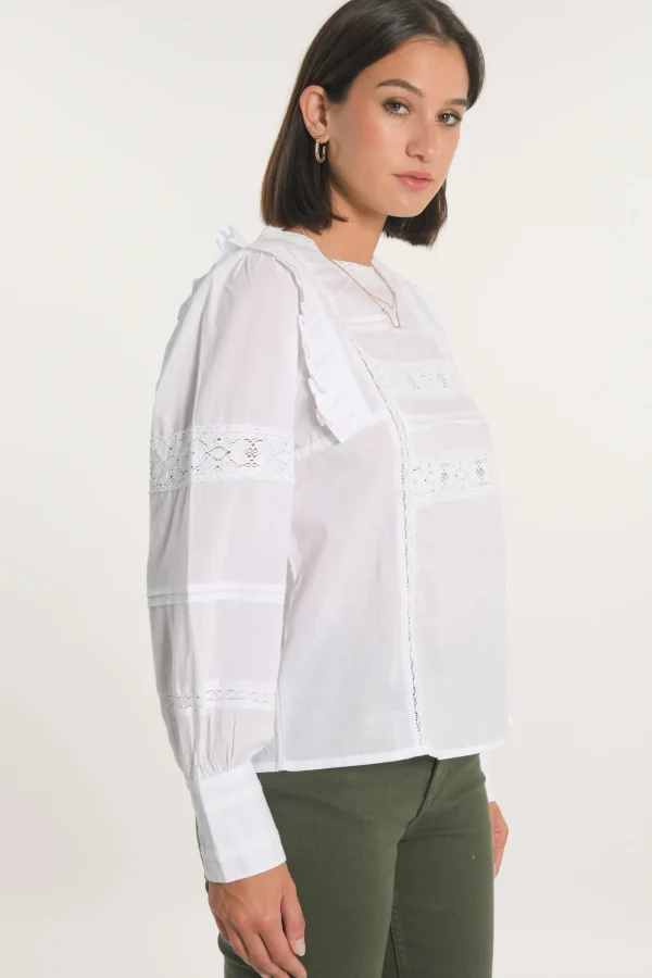 KOOKAÏ BLOUSE DENTELLE LEA Blanc Sale