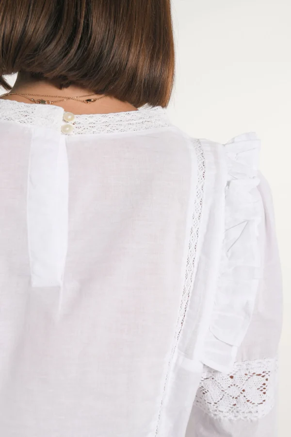 KOOKAÏ BLOUSE DENTELLE LEA Blanc Sale