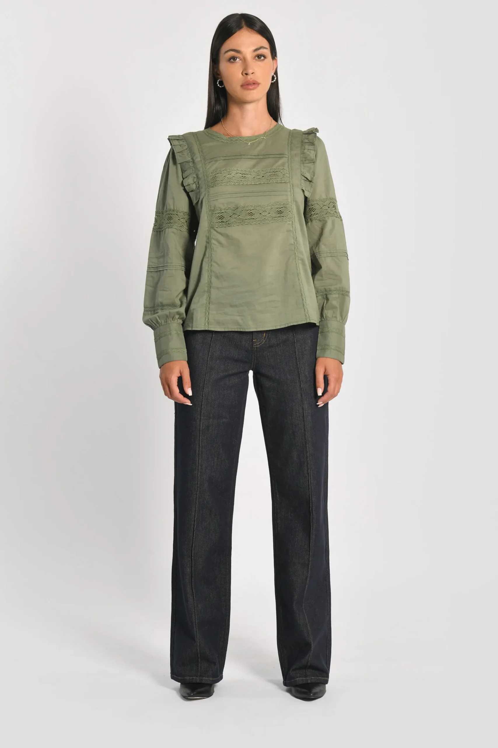 blouse_dentelle_lea_kaki_2.webp KOOKAÏ BLOUSE DENTELLE LEA Kaki Sale