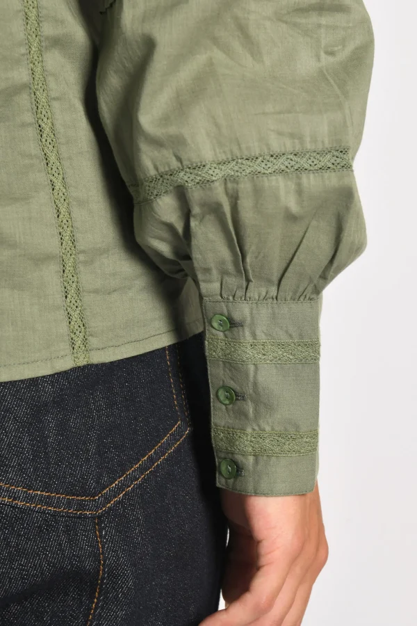 KOOKAÏ BLOUSE DENTELLE LEA Kaki Sale