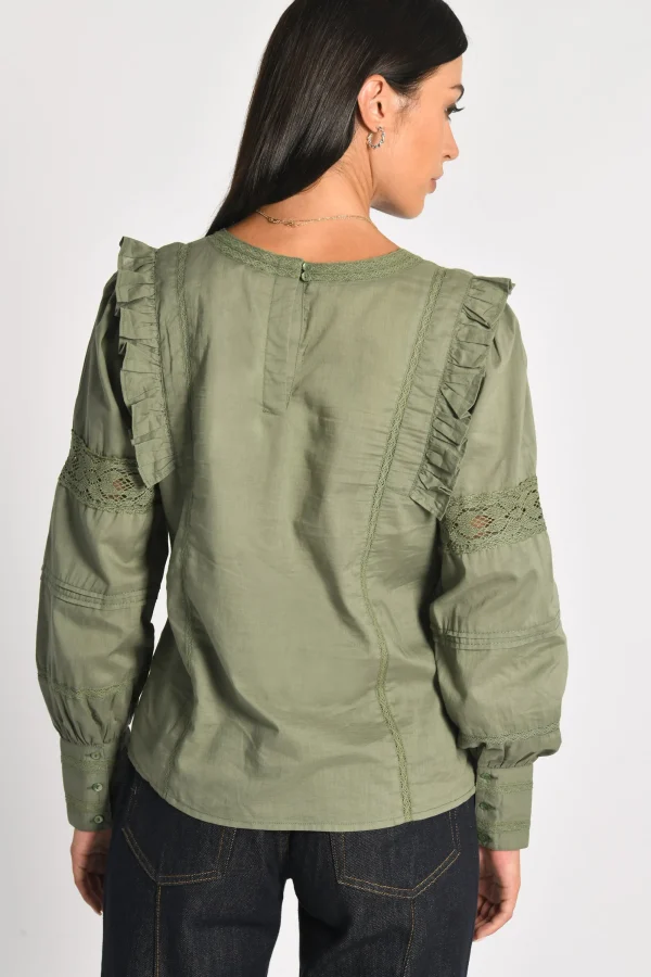 KOOKAÏ BLOUSE DENTELLE LEA Kaki Sale