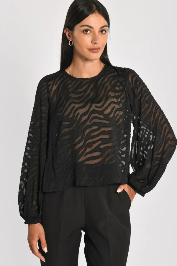 KOOKAÏ BLOUSE ZEBRE PENNY Noir Outlet