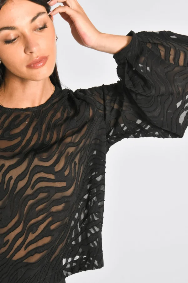 KOOKAÏ BLOUSE ZEBRE PENNY Noir Outlet