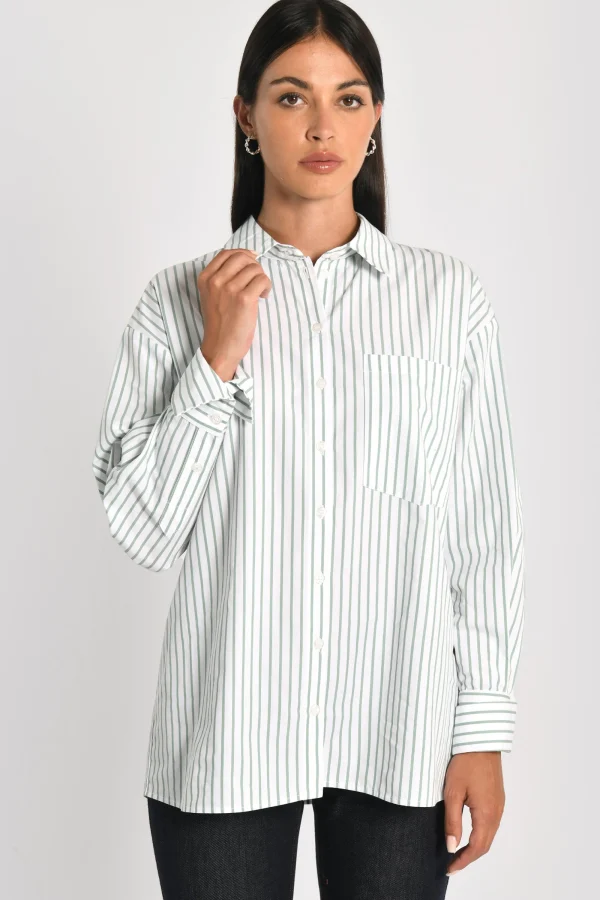KOOKAÏ CHEMISE À FINES RAYURES RITA BLANC/VERT Blancvert Hot