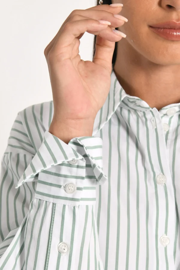 KOOKAÏ CHEMISE À FINES RAYURES RITA BLANC/VERT Blancvert Hot