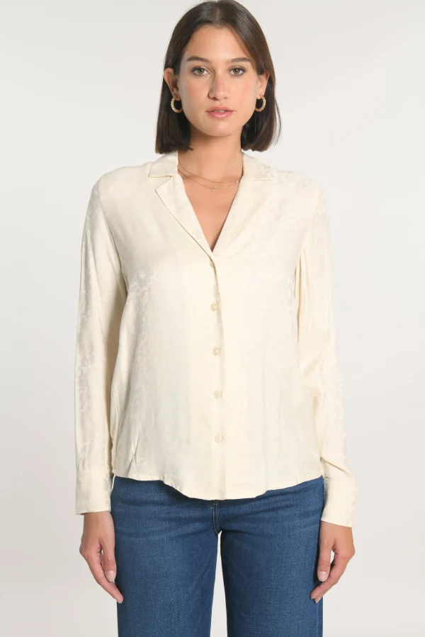 KOOKAÏ CHEMISE JACQUARD EFFET SOIE CALLISTE CRÉME Creme Flash Sale