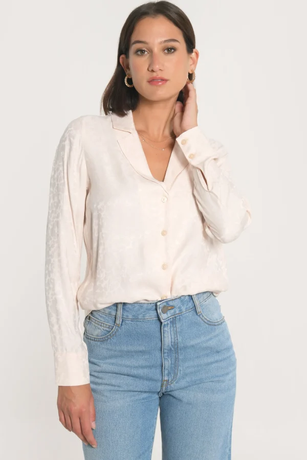 KOOKAÏ CHEMISE JACQUARD EFFET SOIE CALLISTE Poudre Discount