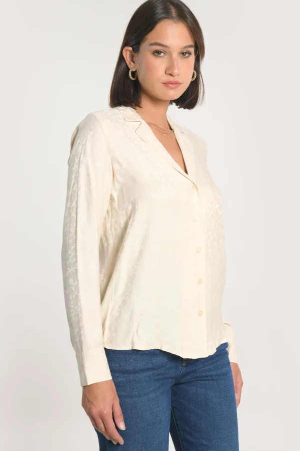 KOOKAÏ CHEMISE JACQUARD EFFET SOIE CALLISTE CRÉME Creme Flash Sale