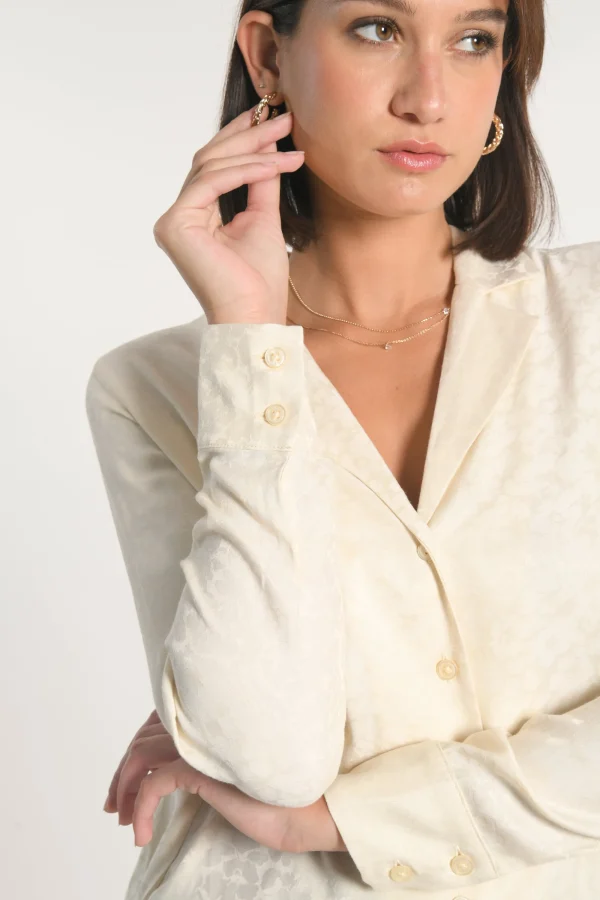 KOOKAÏ CHEMISE JACQUARD EFFET SOIE CALLISTE CRÉME Creme Flash Sale