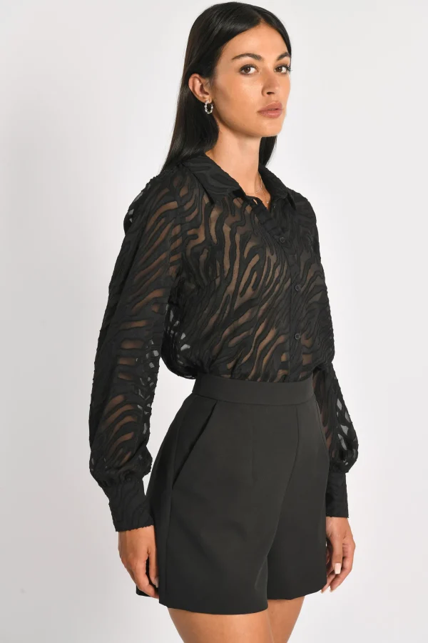 KOOKAÏ CHEMISE MAILLE DÉVORÉE ZÈBRE PENNY Noir Sale