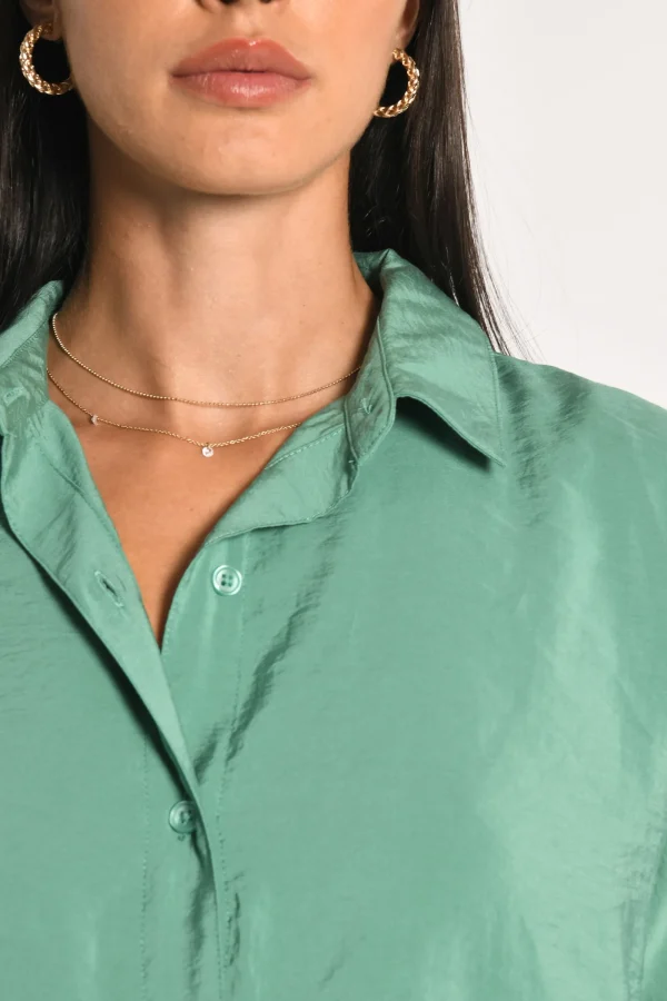 KOOKAÏ CHEMISE OVERSIZED EFFET SOIE LILOU Emeraude Store