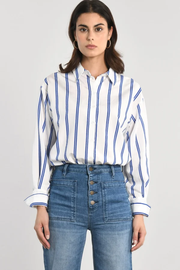 KOOKAÏ CHEMISE RAYURES HEATHER BLANC/BLEU Blancbleu Sale