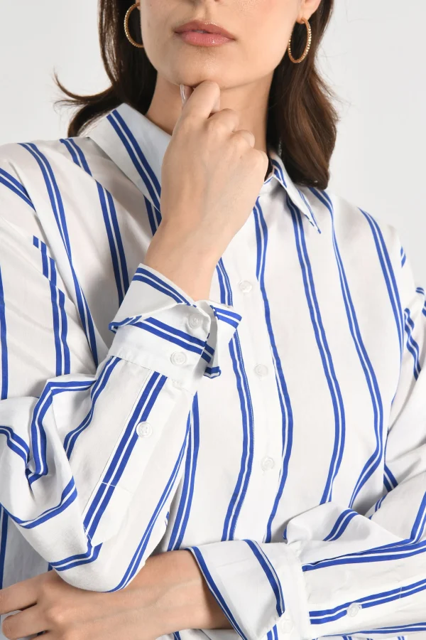 KOOKAÏ CHEMISE RAYURES HEATHER BLANC/BLEU Blancbleu Sale