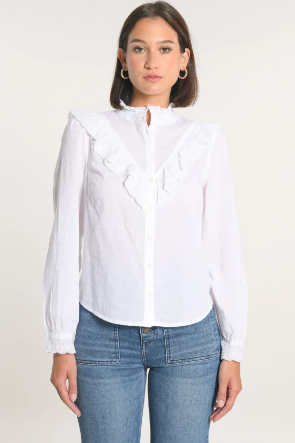 KOOKAÏ CHEMISIER EMMA BORDERIES ANGLAISES Blanc New
