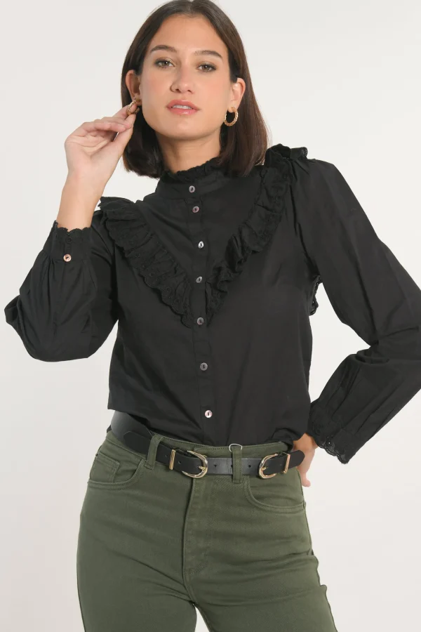 KOOKAÏ CHEMISIER EMMA BRODERIES ANGLAISES Noir Cheap
