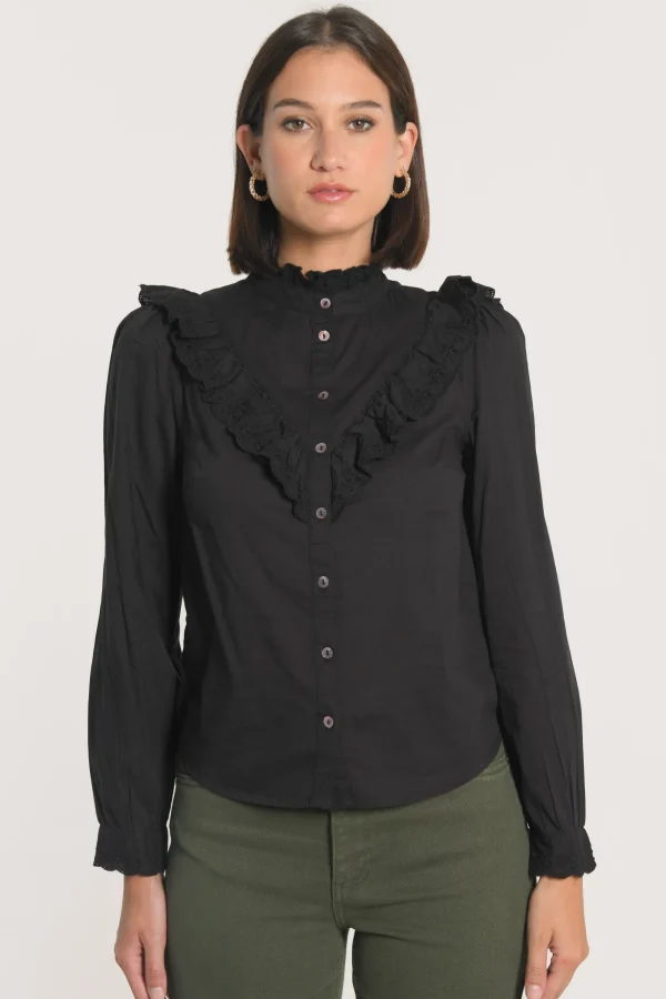 KOOKAÏ CHEMISIER EMMA BRODERIES ANGLAISES Noir Cheap