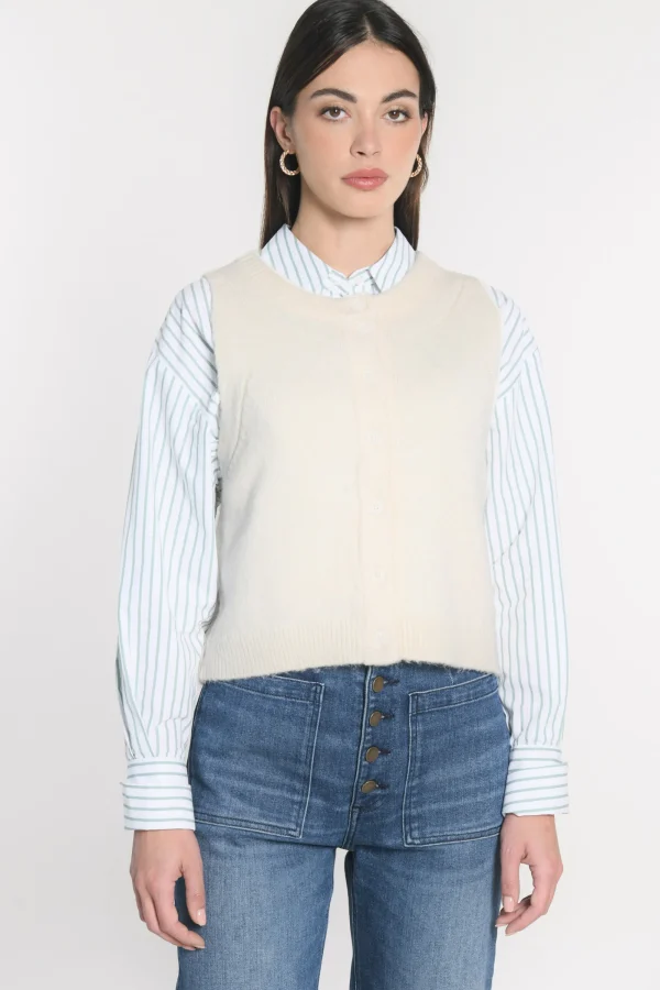 KOOKAÏ GILET JOANA Ecru Discount