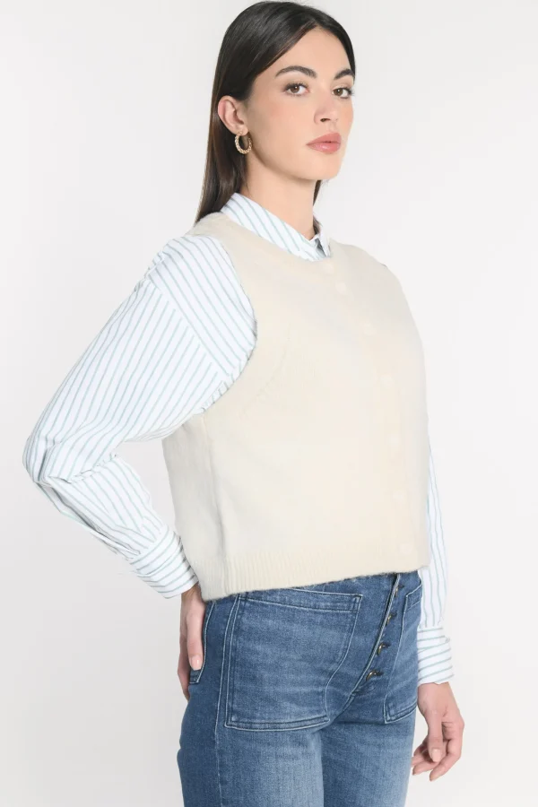 KOOKAÏ GILET JOANA Ecru Discount