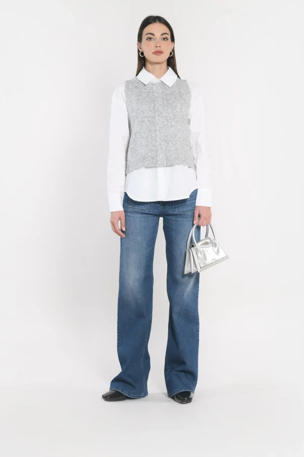 KOOKAÏ GILET JOANA GRIS CHINÉ Grischine Cheap