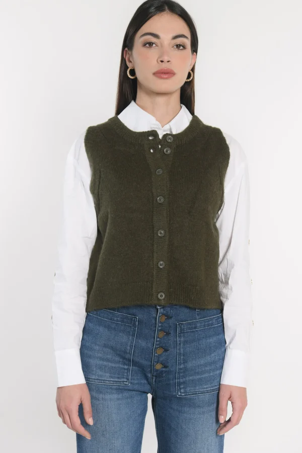 KOOKAÏ GILET JOANA Kaki Cheap