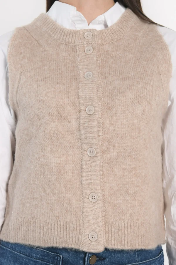 KOOKAÏ GILET JOANA TAUPE CHINÉ Taupechine Outlet