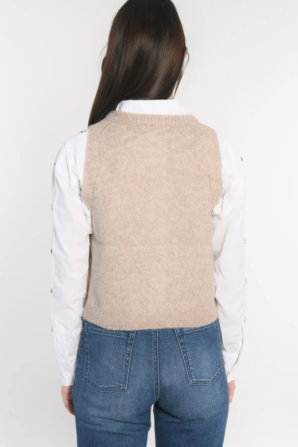 KOOKAÏ GILET JOANA TAUPE CHINÉ Taupechine Outlet