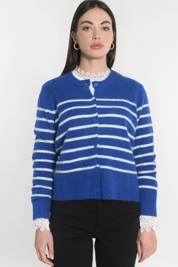 KOOKAÏ GILET MARINIÈRE CONNIE Cobalt/ecru Fashion