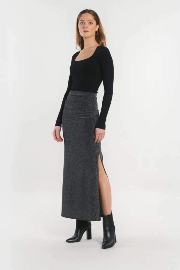 KOOKAÏ JUPE LONGUE - SAYA - Gris Discount