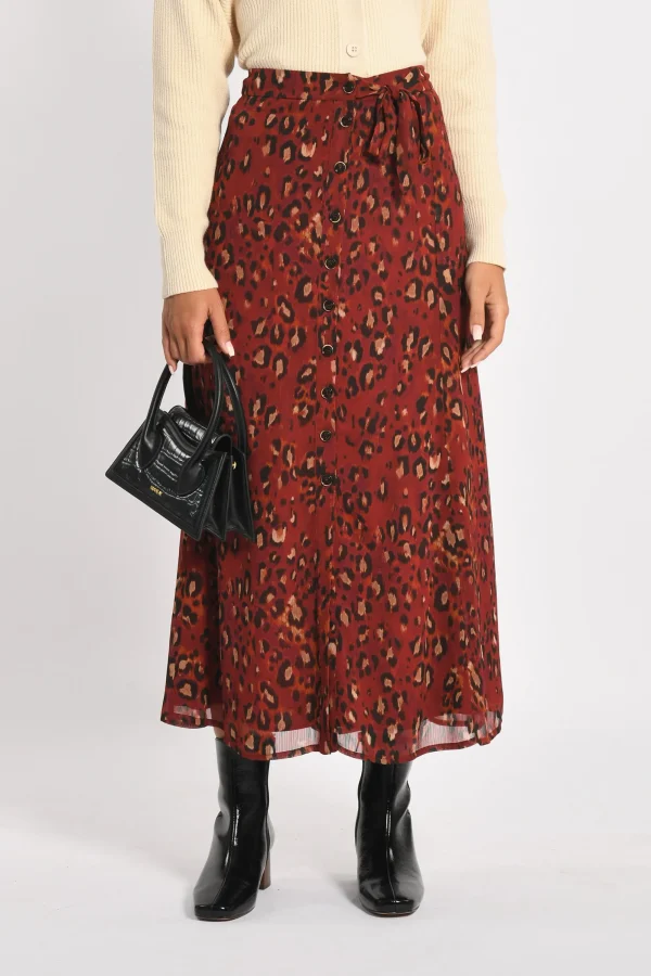 KOOKAÏ JUPE LONGUE LÉOPARD MINA Bordeaux Discount