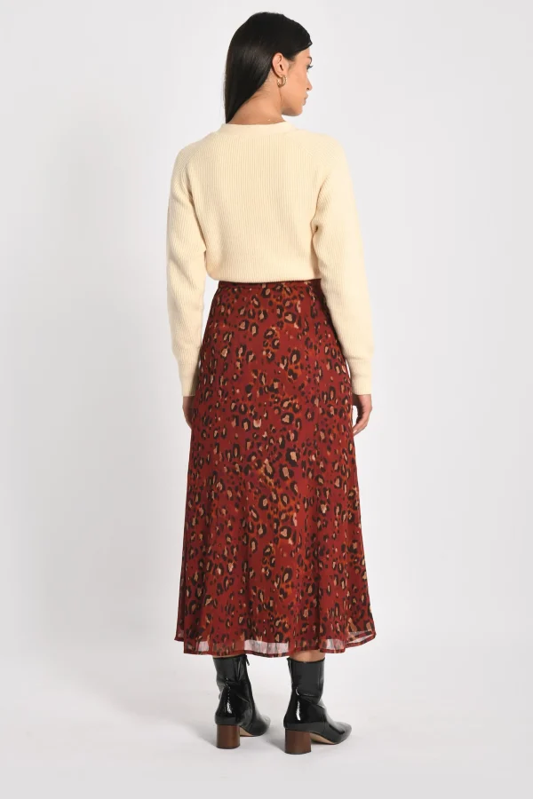 KOOKAÏ JUPE LONGUE LÉOPARD MINA Bordeaux Discount