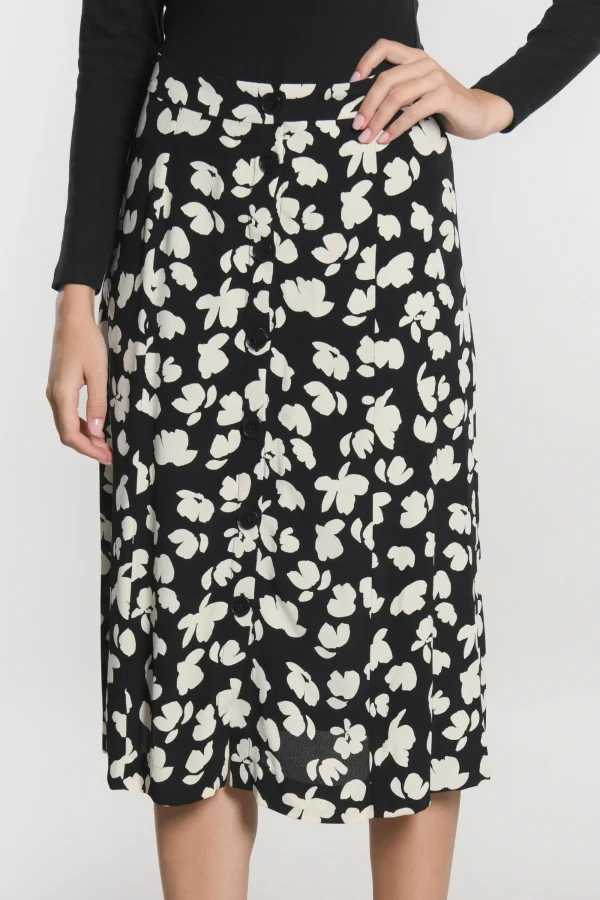 KOOKAÏ JUPE MIDI CARMEN Noir/blanc Discount