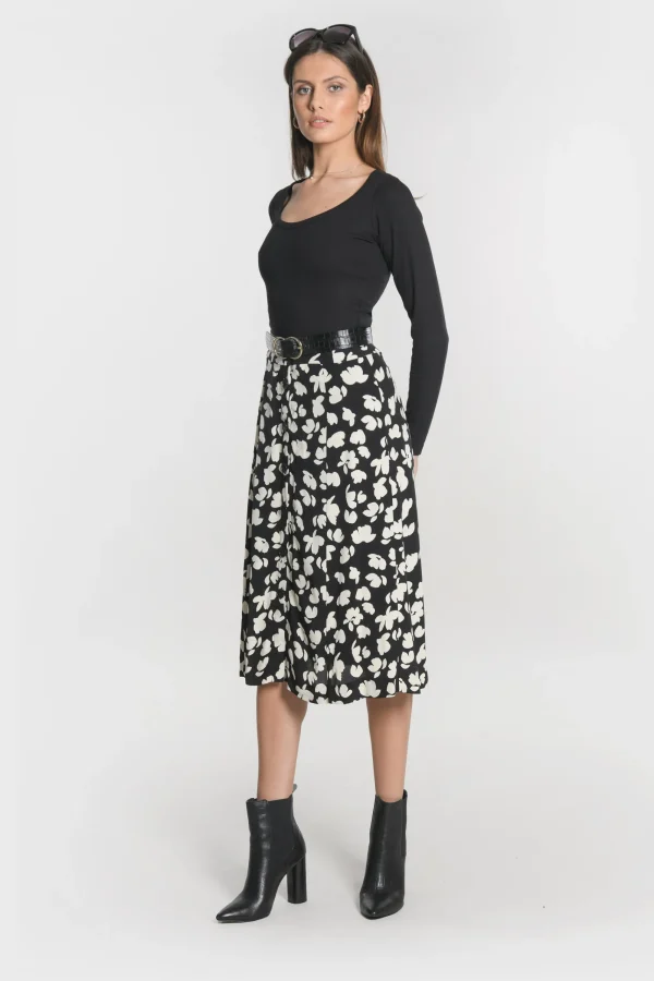 KOOKAÏ JUPE MIDI CARMEN Noir/blanc Discount