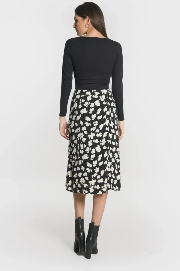 KOOKAÏ JUPE MIDI CARMEN Noir/blanc Discount