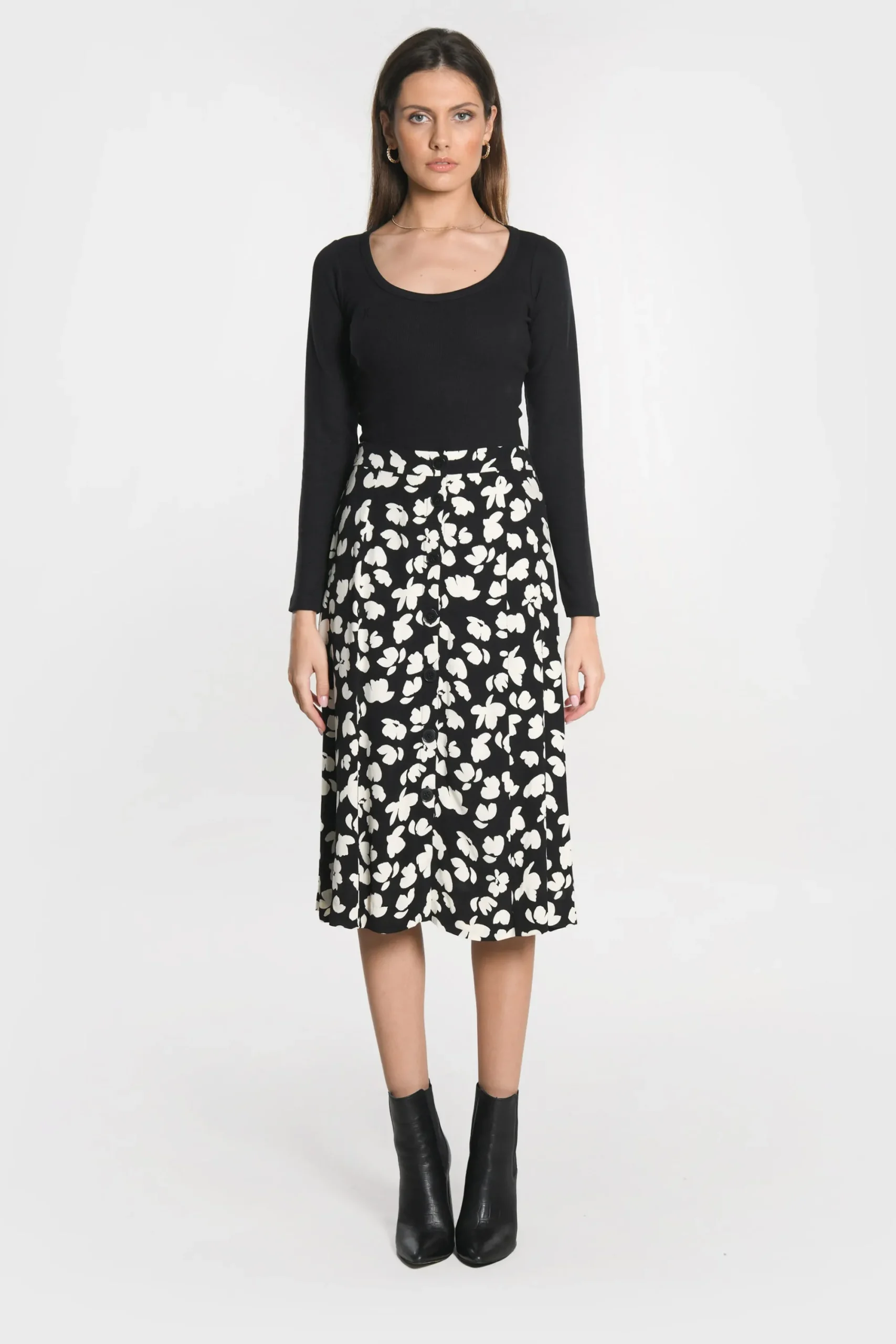 jupe_midi_carmen_noirblan_5.webp KOOKAÏ JUPE MIDI CARMEN Noir/blanc Discount