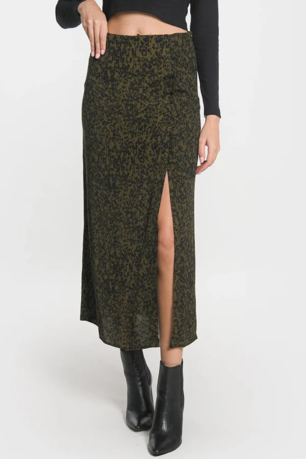 KOOKAÏ JUPE MIDI VITTORIA Kaki Best Sale