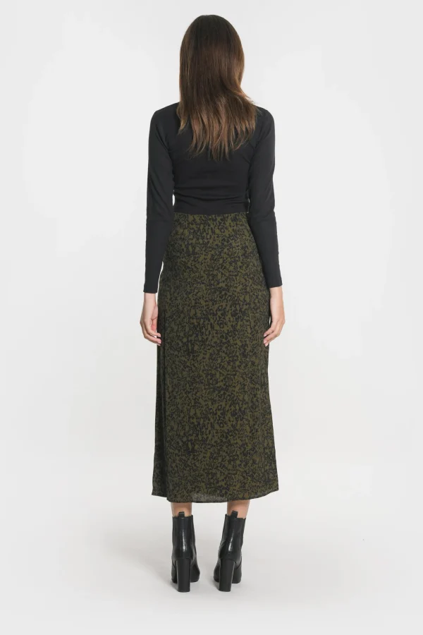KOOKAÏ JUPE MIDI VITTORIA Kaki Best Sale