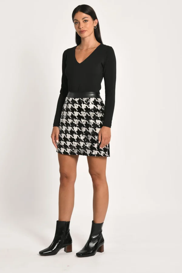 KOOKAÏ JUPE SEQUIN DALIDA Black/white Hot