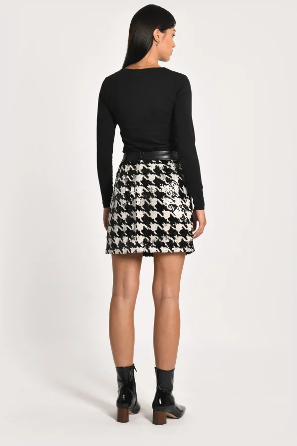 KOOKAÏ JUPE SEQUIN DALIDA Black/white Hot