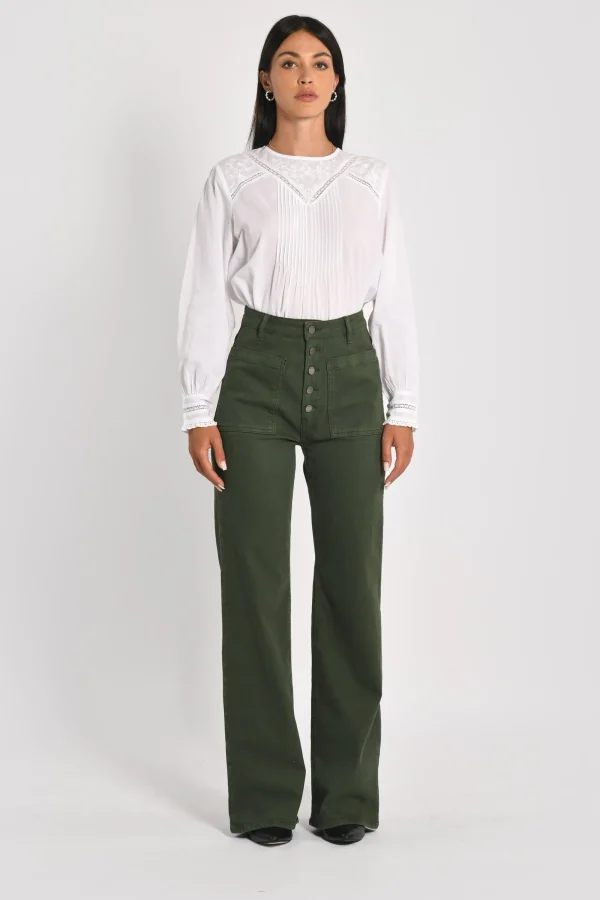 KOOKAÏ PANTALON FLARE THADEE Kaki Shop