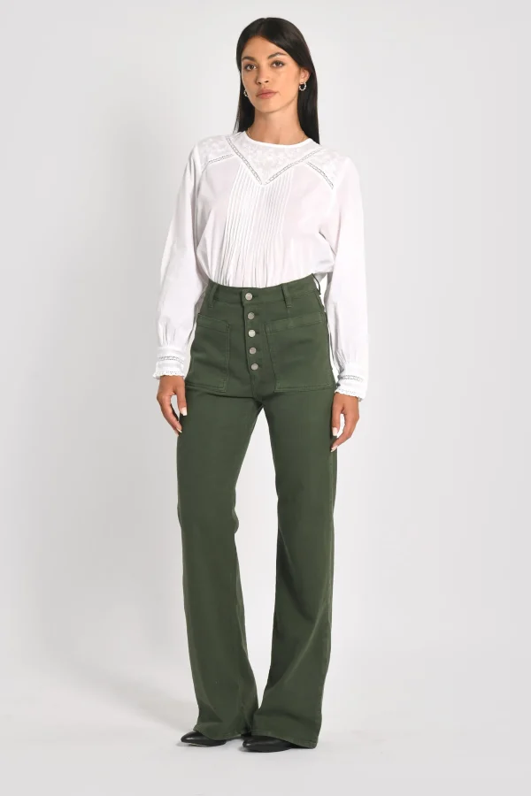 KOOKAÏ PANTALON FLARE THADEE Kaki Shop