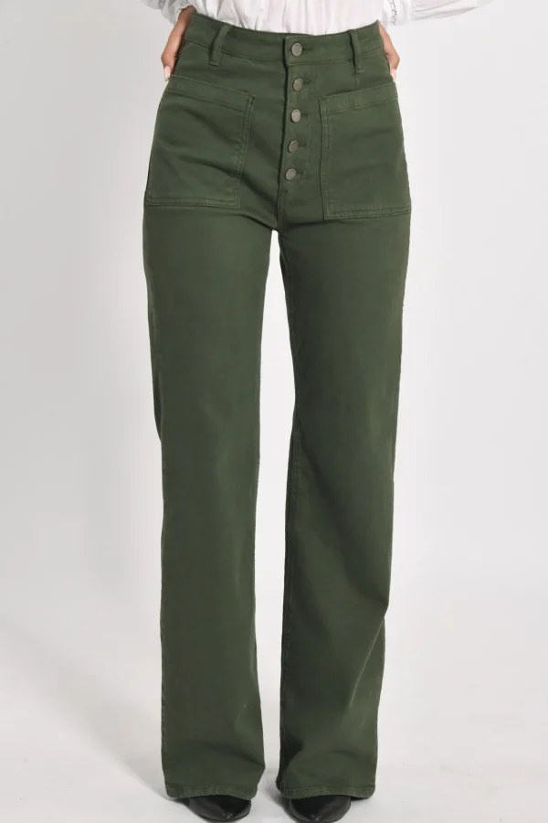 KOOKAÏ PANTALON FLARE THADEE Kaki Shop