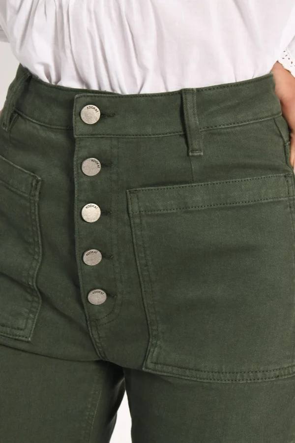 KOOKAÏ PANTALON FLARE THADEE Kaki Shop