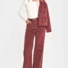 KOOKAÏ PANTALON FLARE VELOURS SUZANNE Bordeaux Hot