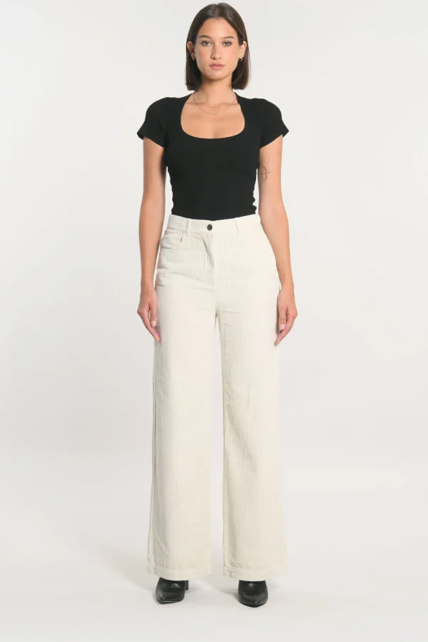 KOOKAÏ PANTALON FLARE VELOURS SUZANNE CLAIR Beige Discount