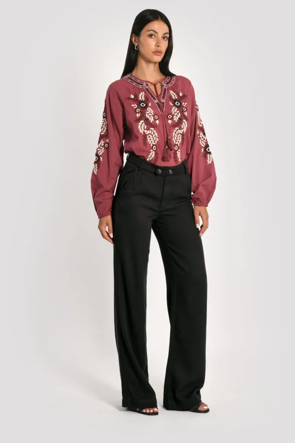 KOOKAÏ PANTALON LARGE TENCEL SUN Noir New