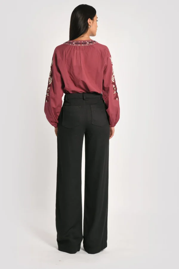 KOOKAÏ PANTALON LARGE TENCEL SUN Noir New