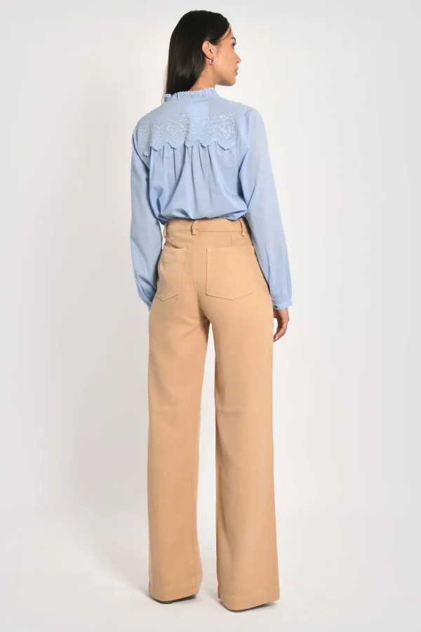 KOOKAÏ PANTALON LARGE TENCEL SUN Beige Hot