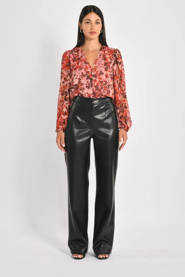 KOOKAÏ PANTALON ROCK SIMILI CUIR KENDALL Noir Clearance