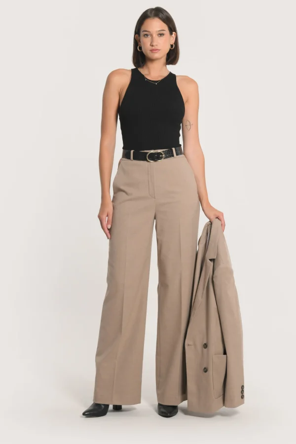 KOOKAÏ PANTALON TAILLEUR LARGE MACHA Beige Best Sale